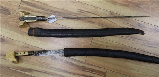 Two walrus tusk handled Ottoman Yatagan